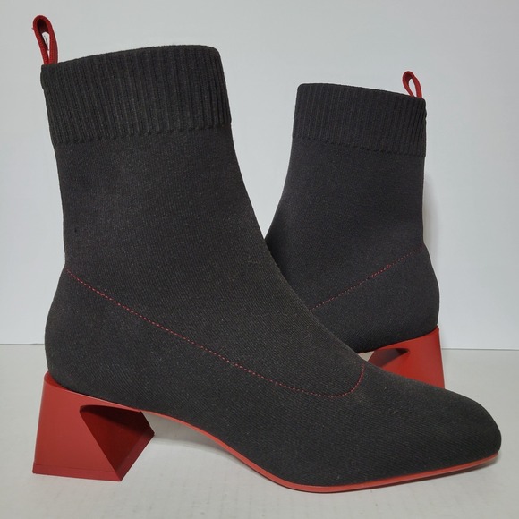 Vivaia Shoes - Vivaia Regina Pro Square Toe Heeled Boots Red Block Heel Black Sz 41.5 Sz 10